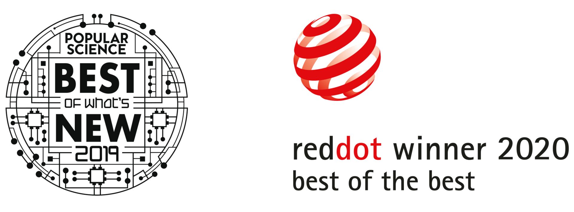 popular science best of whats new 2019 标志和 red dot winner