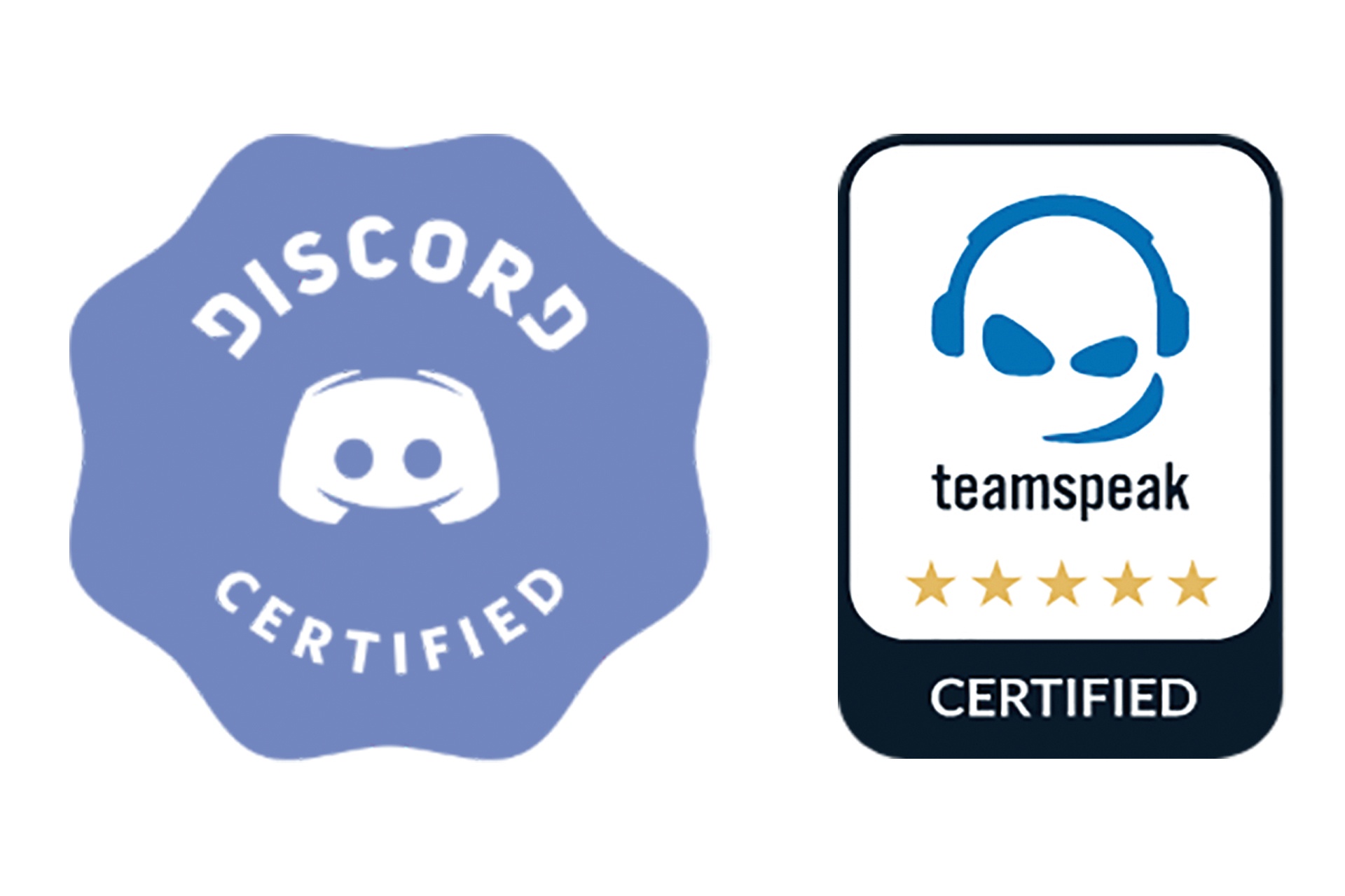 Discord Certified 图标和 TeamSpeak Certified 图标