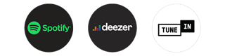 Spotify、Deezer、TuneIn