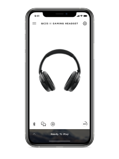 在 Bose Connect 应用程序中显示 QC35 II 游戏耳机的智能手机