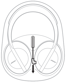 向下拉到充电盒边缘的 USB 线缆