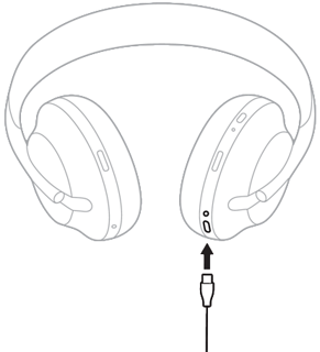 右耳罩上的 USB-C 充电端口