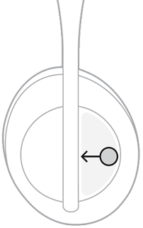 右耳罩上向后滑动的区域