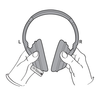 适用于:  将耳机戴在头上,左侧耳罩 (l)/控制模块戴在左耳上.