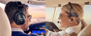 一名男飞行员佩戴 A30 航空耳机，一名女飞行员佩戴 ProFlight Series 2 耳机