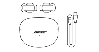 Bose Ultra 开放式耳机，充电盒和 USB-C 线缆